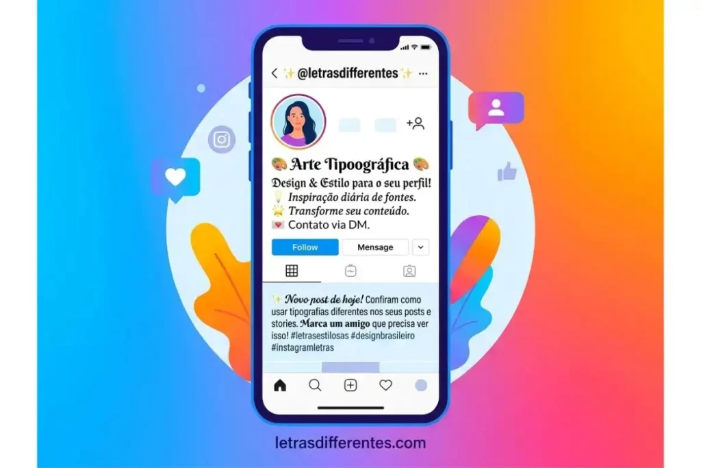 Estilos de letras diferentes usados em nomes e bios de redes sociais