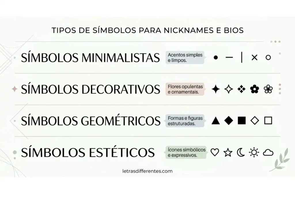 Letras Diferentes com Símbolos para Nick e Bio 1 Exemplos de letras diferentes com símbolos para nick e bio