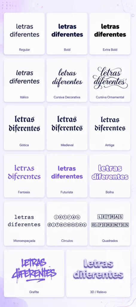 Letras Diferentes | Letras ꧁༺𝔹𝕠𝕟𝕚𝕥𝕒𝕤༻꧂ & Personalizadas 2 Exemplo comparando um nome curto e uma frase longa na mesma fonte estilosa para mostrar a legibilidade
